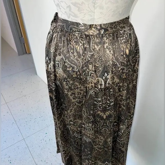 Vintage Linda Allard Ellen Tracy Vintage Womens Midi Skirt Pure Silk Paisley - Picture 4 of 10